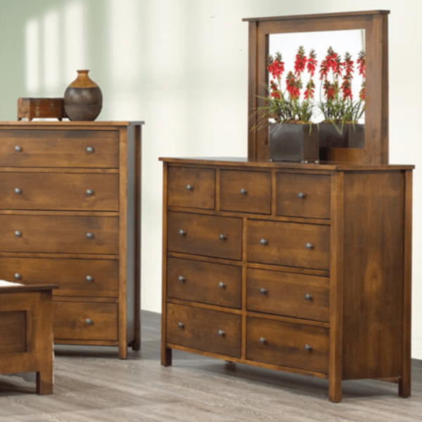 Solid wood Canadian made 9 drawer mule Dresser by Vokes Furniture. 14 different colour options to match your desired design aesthetic.