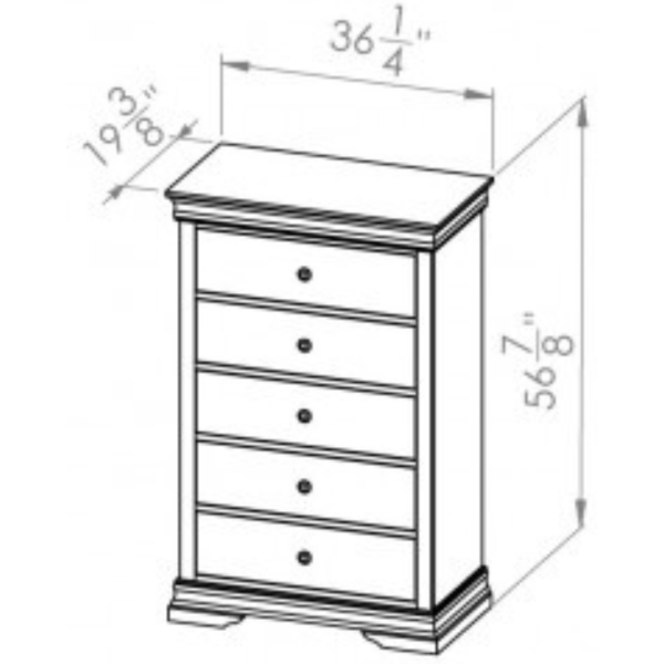 The Louis Rustique 5 drawer dresser by Vokes