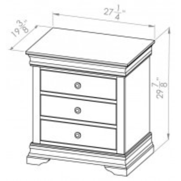 Louis Rustique 3 drawer Night Table by Vokes