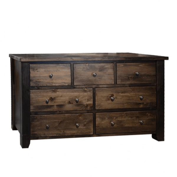 The Montana seven-drawer dresser features hand-sanded, dovetailed drawers and burnished knobs.